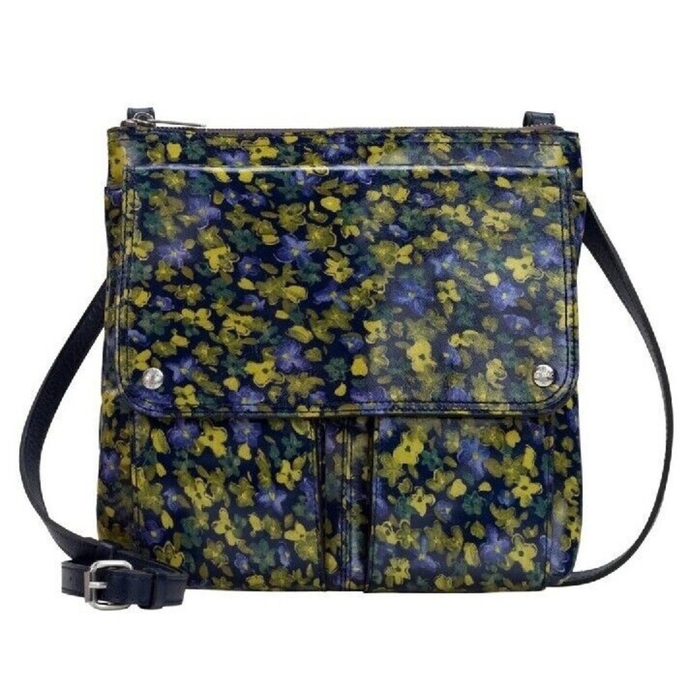 Patricia Nash Ellson Leather Messenger Crossbody Bag Denim Blues $229